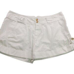 C. Magic Womens Large White Cotton Casual Shorts W/ Button Detail